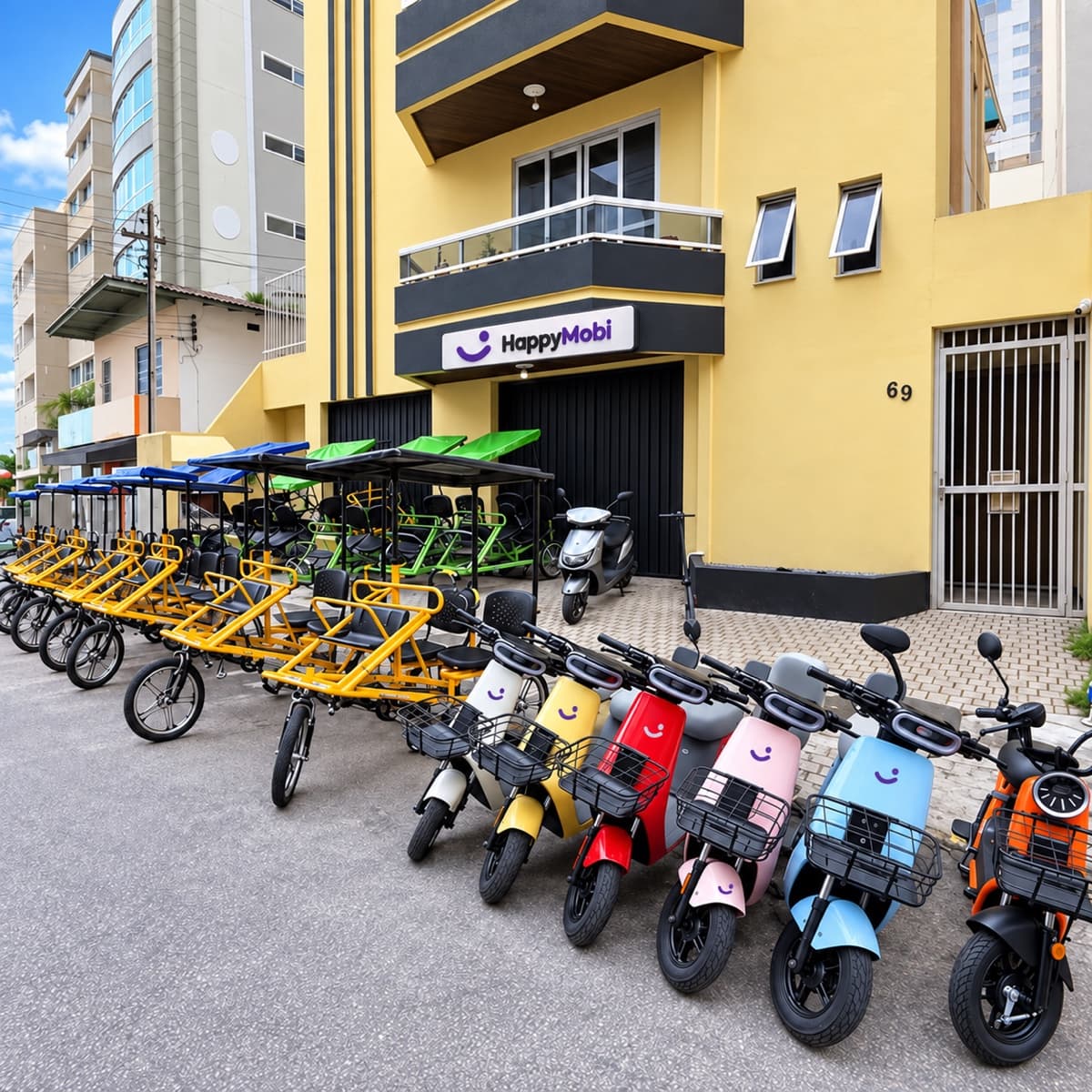 Fachada da HappyMobi em R. 239, 79 — Meia Praia, Itapema/SC